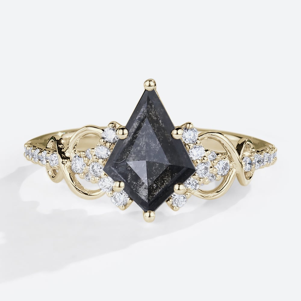 Engagement Rings Gold Kite Salt and Pepper Diamond Ring