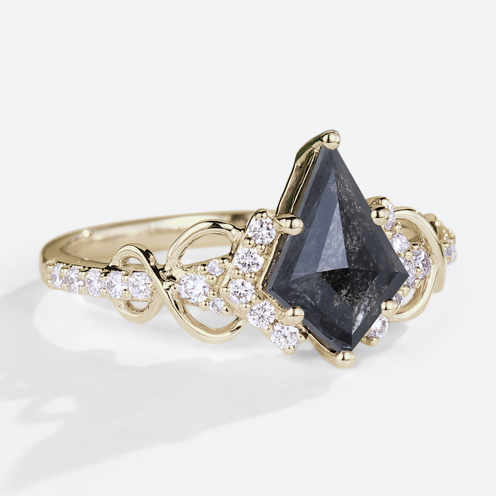 Engagement Rings Gold Kite Salt and Pepper Diamond Ring