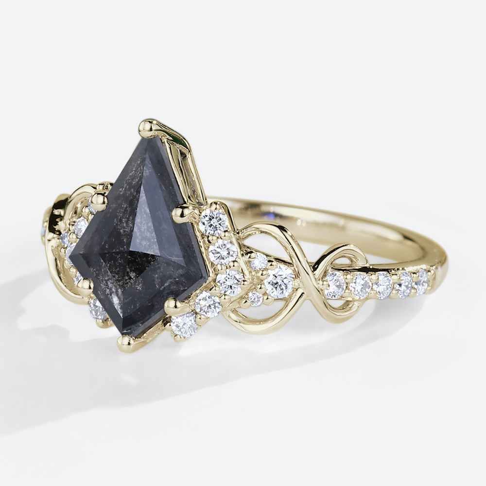 Engagement Rings Gold Kite Salt and Pepper Diamond Ring