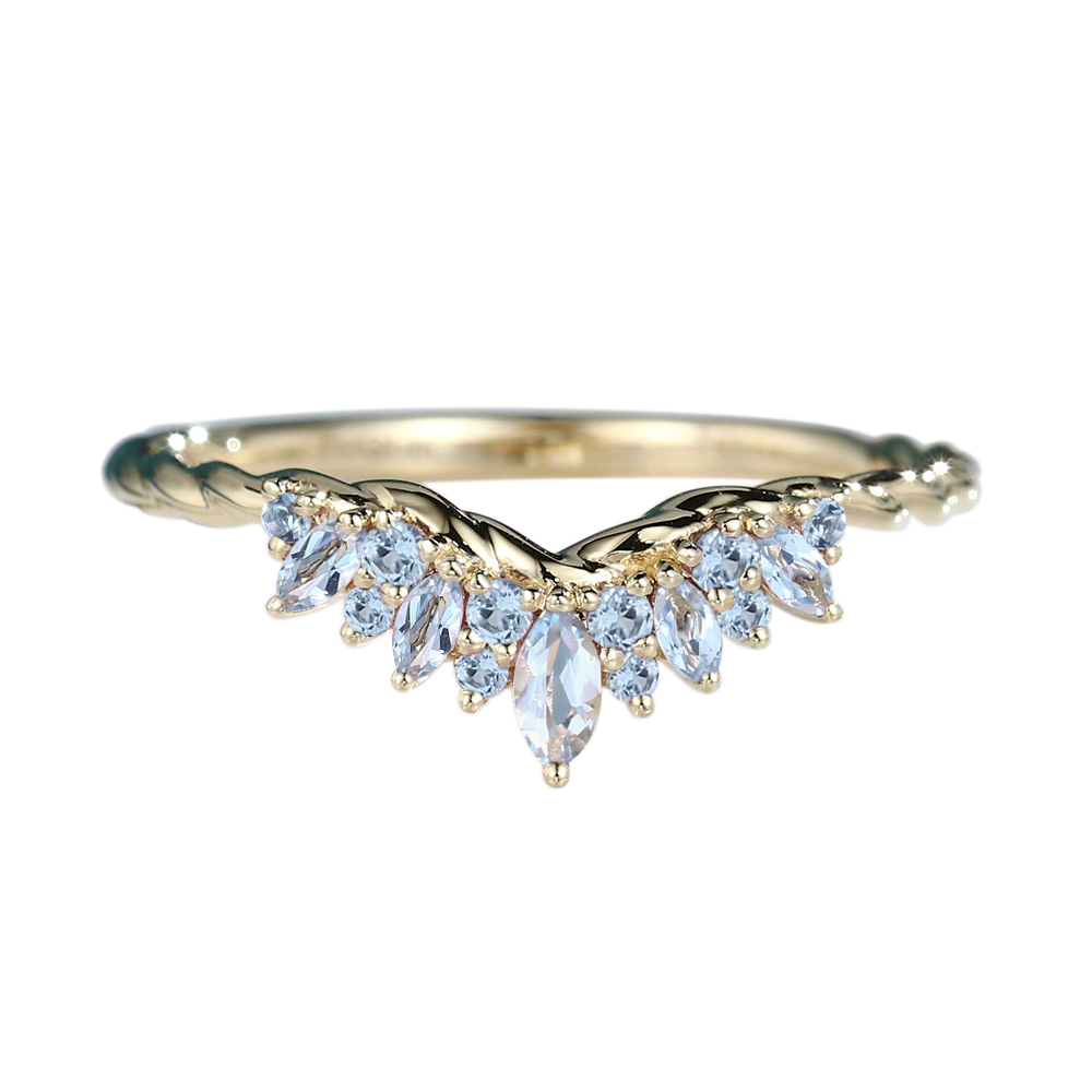 Aquamarine Rings Marquise Wedding Ring Yellow Gold Twist Ring