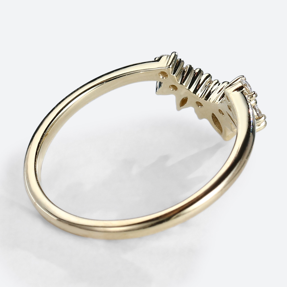 Curved Lab Created Diamond Rings​ 0.25ct Marquise Cut Wedding Band in Yellow Gold