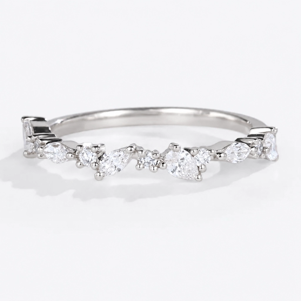 0.33ctw Mixed-Cut Lab Grown Diamond Stackable Wedding Band in Yellow Gold
