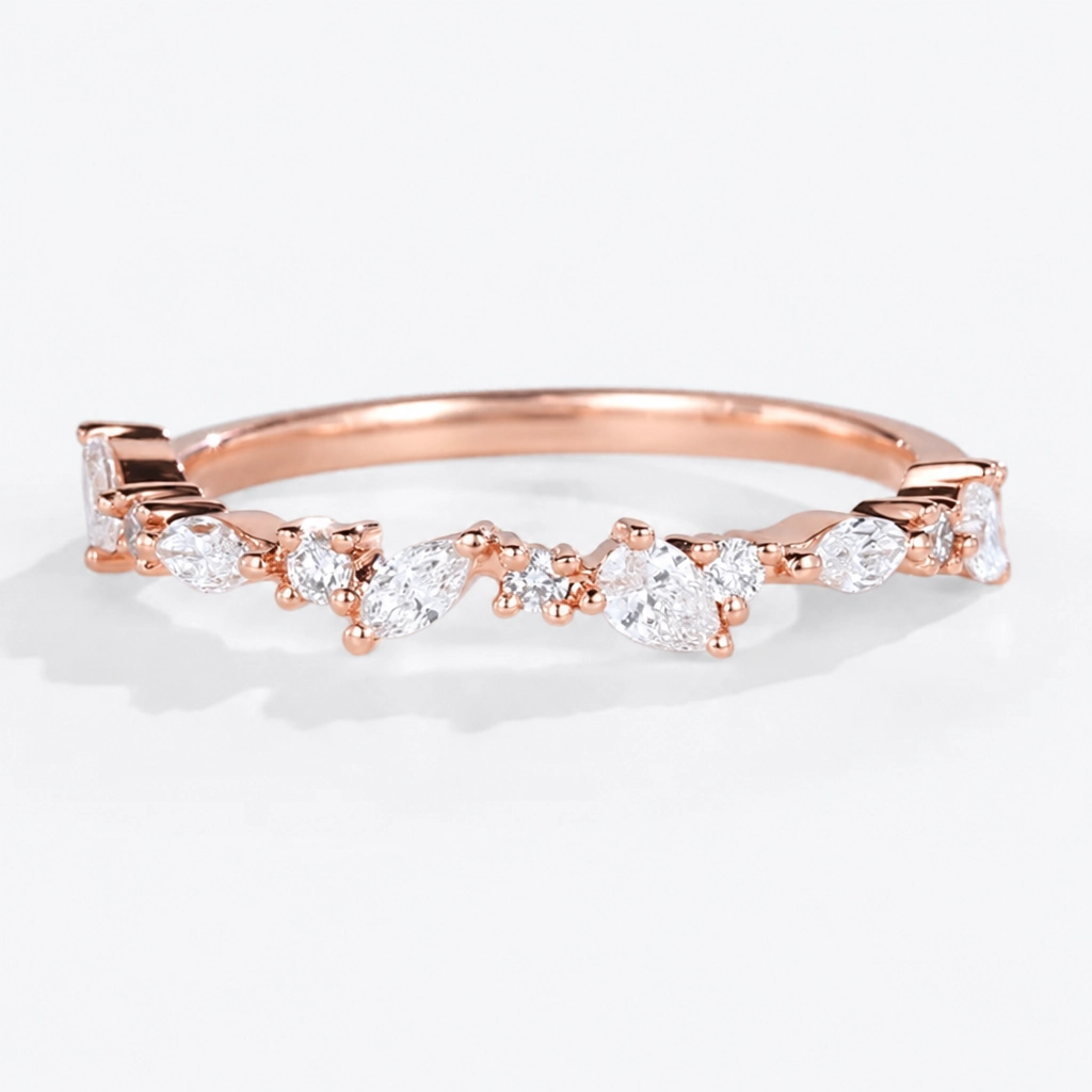 0.33ctw Mixed-Cut Lab Grown Diamond Stackable Wedding Band in Yellow Gold