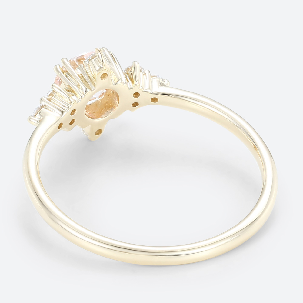 0.5ct Lab Pink Diamond Ring Round Cut Fancy Pink Diamond 8-Prong Ring in Yellow Gold