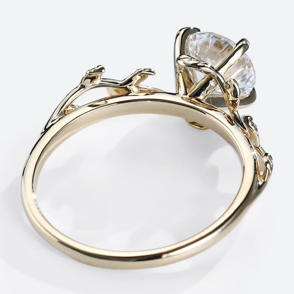 Solitaire Yellow Diamond Engagement Ring​ 1ct Olive Leaves Rings in Yellow Gold