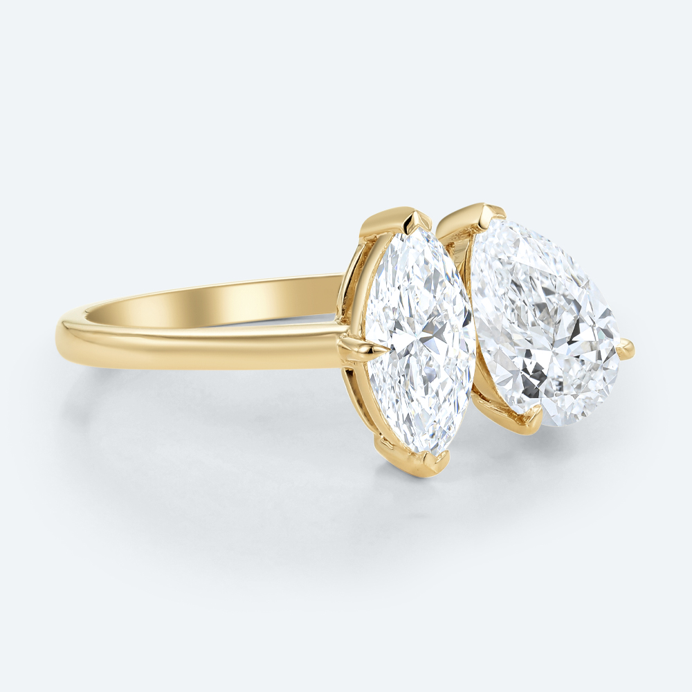 Toi et Moi Lab Diamond Ring 2Ct Pear Shaped Lab Diamond Rings