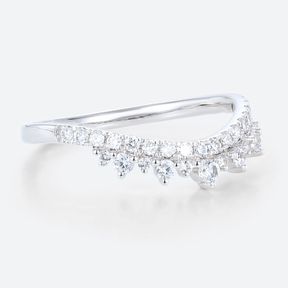 0.29ctw Round Cut Lab Grown Diamond Curved Stackable Wedding Band in White Gold