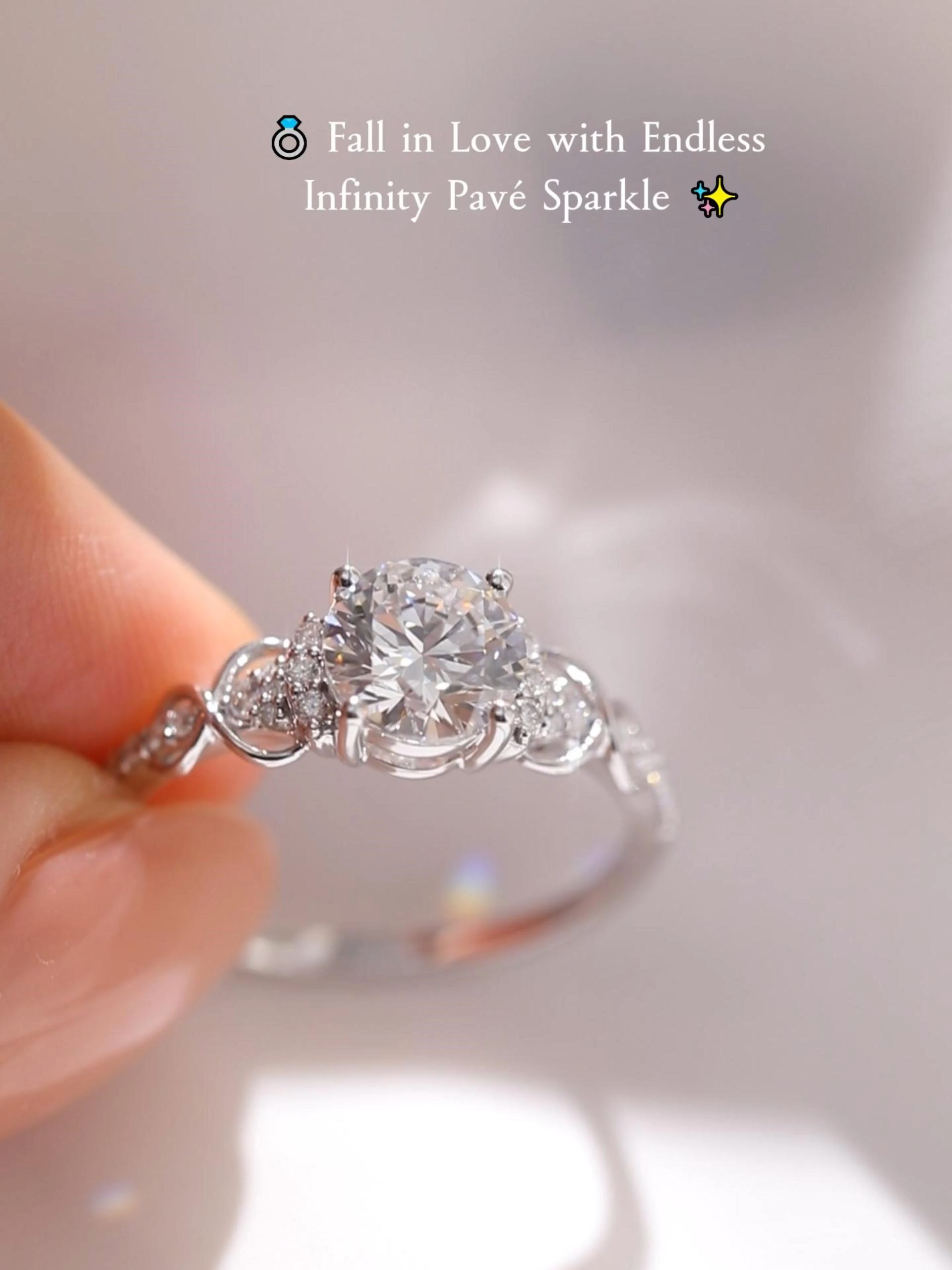 1ct Round Cut Lab Grown Diamond Infinity Pavé Engagement Ring in White Gold