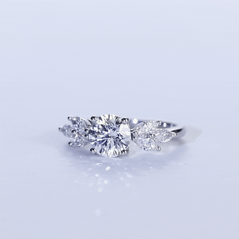 White Gold Rings Round Cut 4-Prong Lab Created Diamond Rings