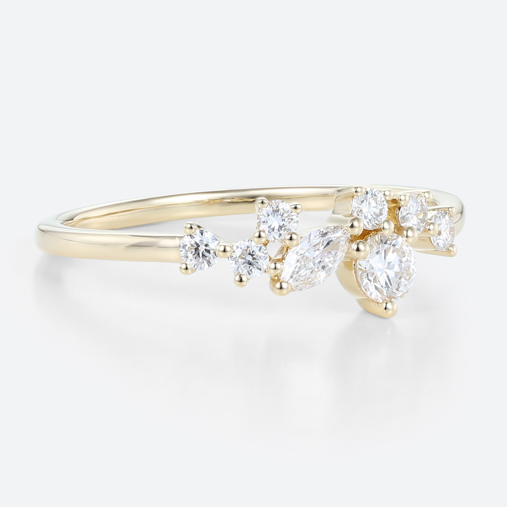 0.31ctw Round and Marquise Cut Lab Grown Diamond Constellation Wedding Band in Yellow Gold