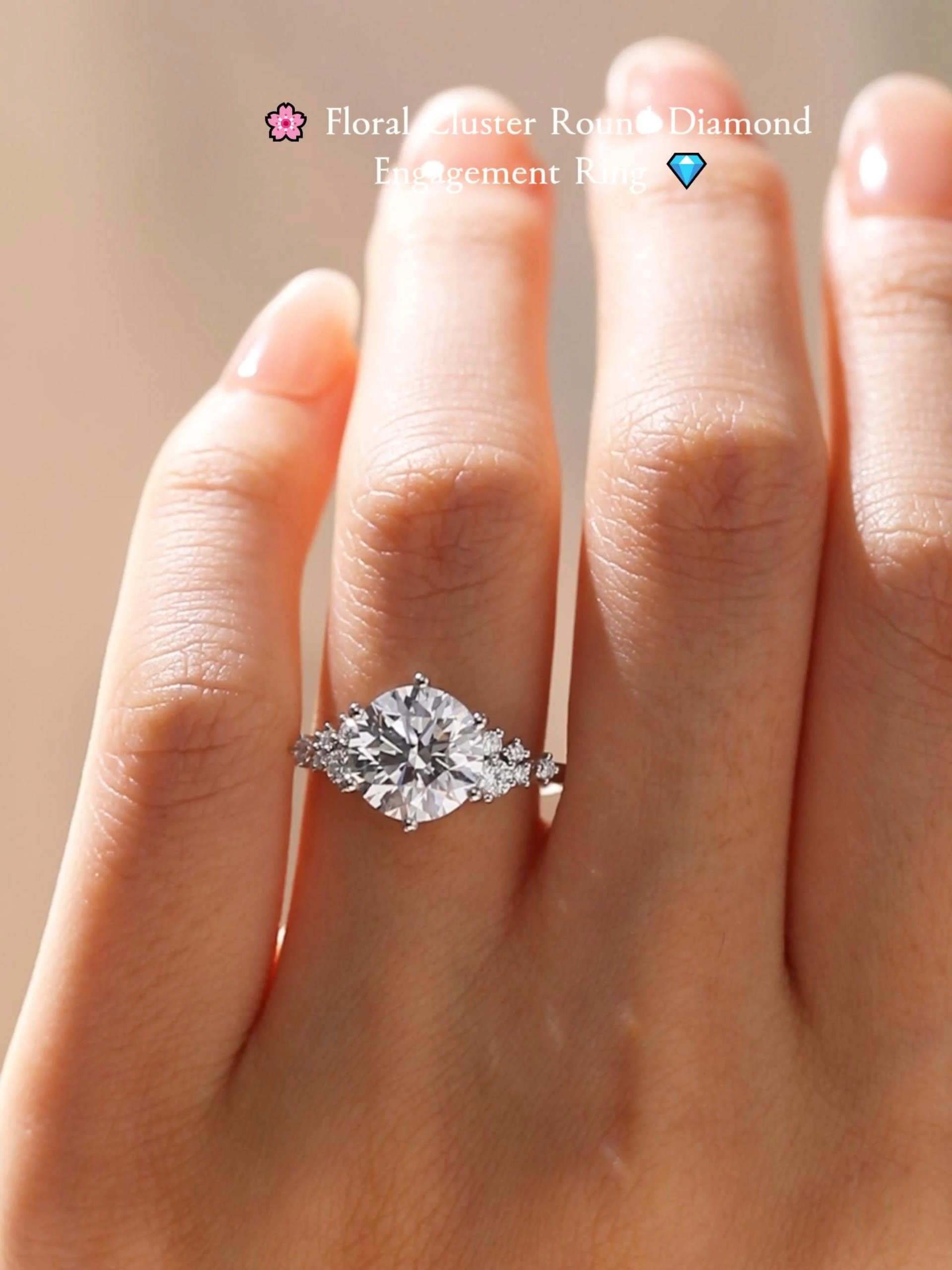 3ct Round Cut Lab Grown Diamond Floral Cluster Engagement Ring in White Gold