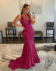 V-neck Sequin Long Mermaid Prom Dress