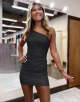 One Shoulder Short Pink Homecoming Dress With Beading