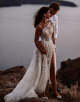 One Shoulder Beach Wedding Dress with Split