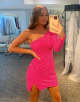 Glitter One Shoulder Sequins Homecoming Dress Party Dress