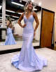 Lilac Mermaid Prom Dress with Beading