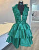 A Line Red Ruffled Short Homecoming Dress