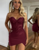 Sweetheart Hot Pink Corset Bodycon Mini Homecoming Dress with Appliques