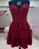 Peacock Blue Strapless A Line Tiered Mini Corset Homecoming Dress with Beading