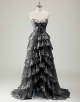 Sparkly Blue A-Line Sweetheart Sequins Tulle Prom Dress with Slit