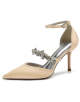 Pointed Diamond-Embellished Single-Buckle Stiletto High-Heeled Sandals