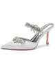 Women Sexy Diamond Embellished Closed Toe Stiletto High Heel Sandals