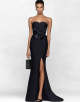 Strapless Mermaid Black Long Celebrity Dress with Slit