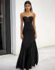 Strapless Mermaid Black Tie Dress with Appliques