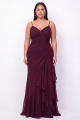Black Spaghetti Straps Plus Size A-Line Ruffled Formal Dress