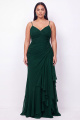 Black Spaghetti Straps Plus Size A-Line Ruffled Formal Dress