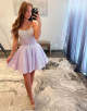 Lilac Sequins Corset Strapless A Line Mini Homecoming Dress