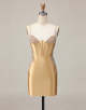 Golden Corset Appliqued Bodycon Homecoming Dress