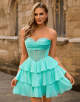 A-Line Corset Strapless Yellow Homecoming Dress With Ruffles