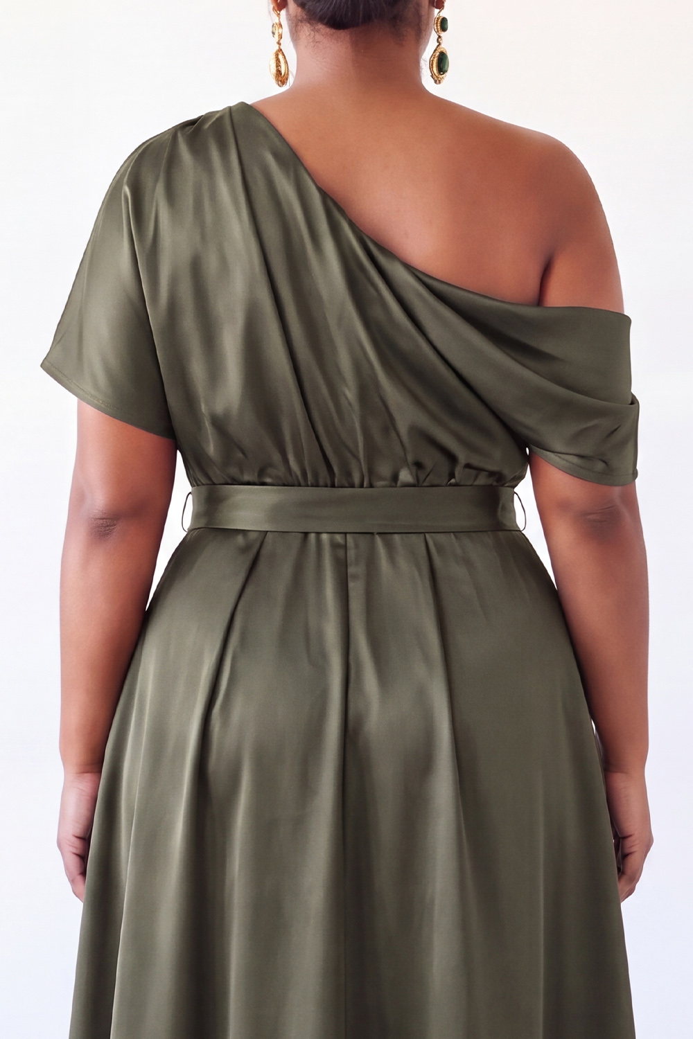 Black Satin A-Line Plus Size Long Mother of the Bride Dress with Pockets