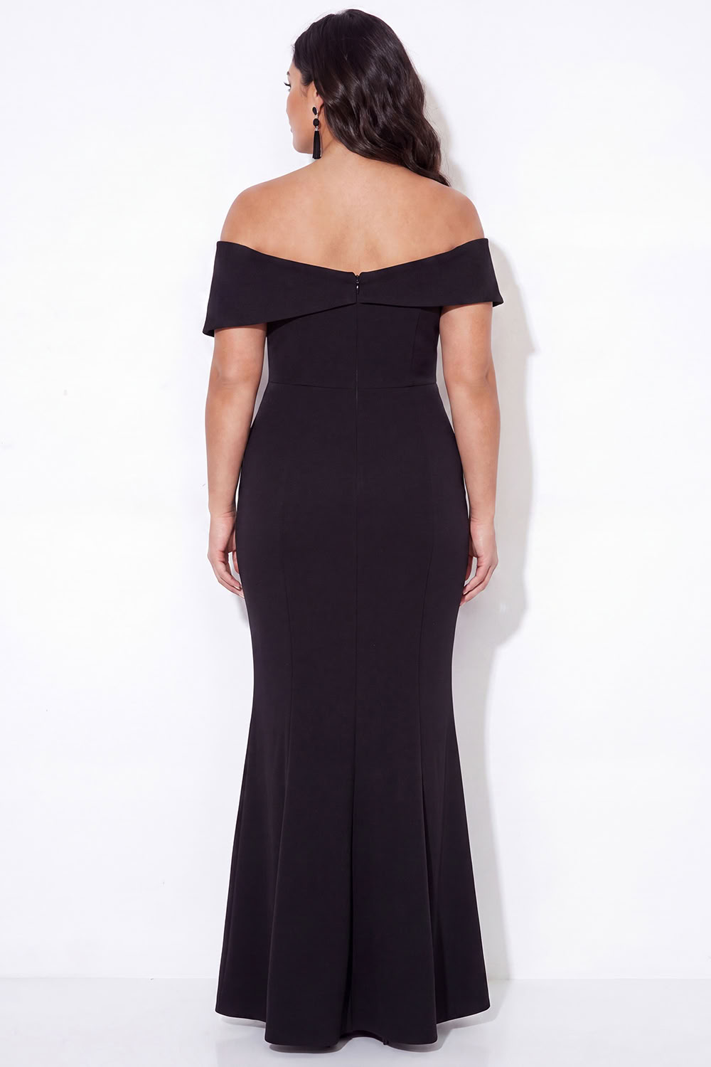 Off the Shoulder Black Mermaid Plus Size Long Formal Dress