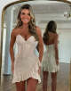 Sparkly Fuchsia Ruffled Corset Mini Homecoming Dress