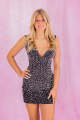 Sparkly Black V-Neck Bodycon Pearls Homecoming Dress