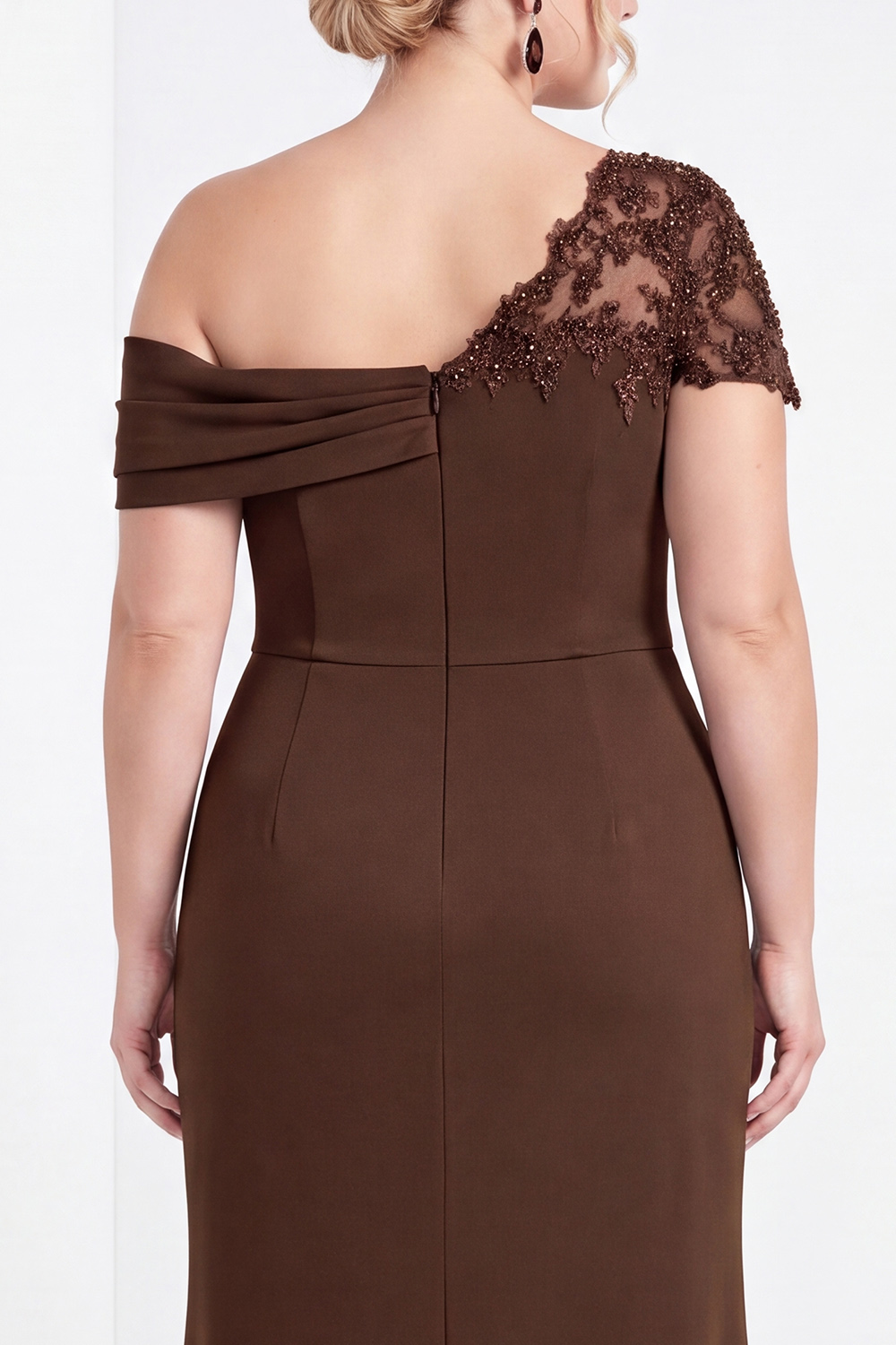 Black One Shoulder Mermaid Ruched Long Mother of the Bride Dress with Appliques