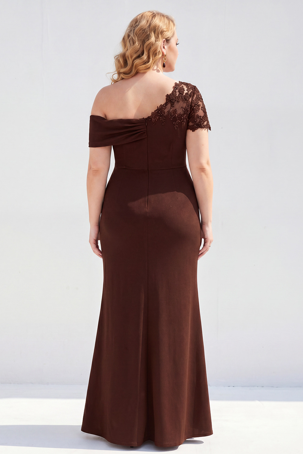 Black One Shoulder Mermaid Ruched Long Mother of the Bride Dress with Appliques
