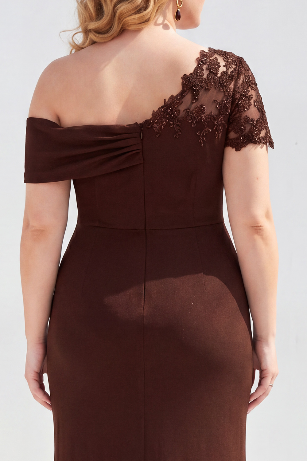 Black One Shoulder Mermaid Ruched Long Mother of the Bride Dress with Appliques