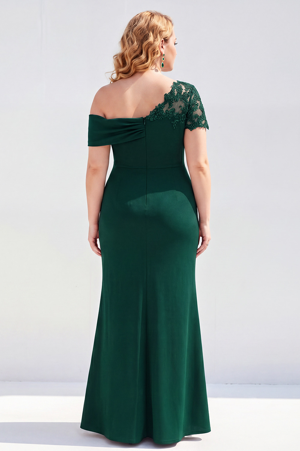 Black One Shoulder Mermaid Ruched Long Mother of the Bride Dress with Appliques