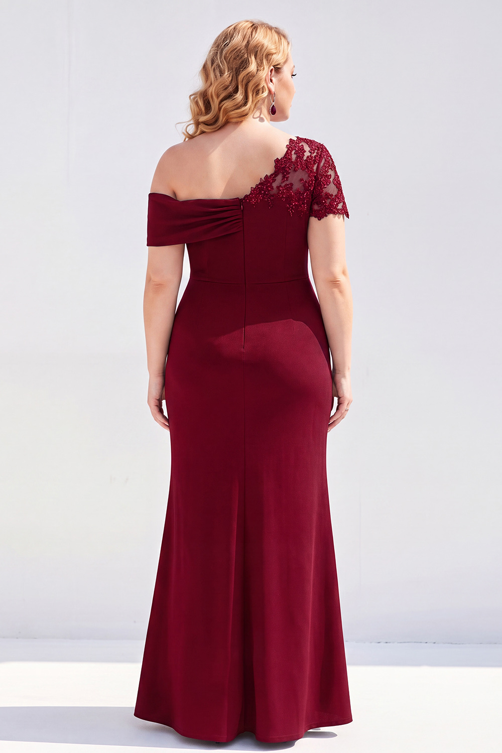 Black One Shoulder Mermaid Ruched Long Mother of the Bride Dress with Appliques