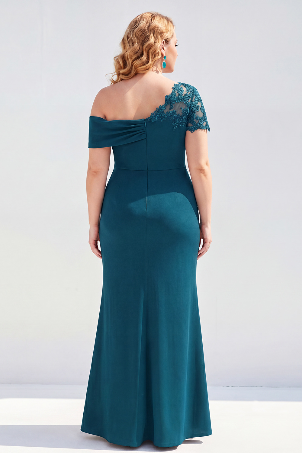 Black One Shoulder Mermaid Ruched Long Mother of the Bride Dress with Appliques