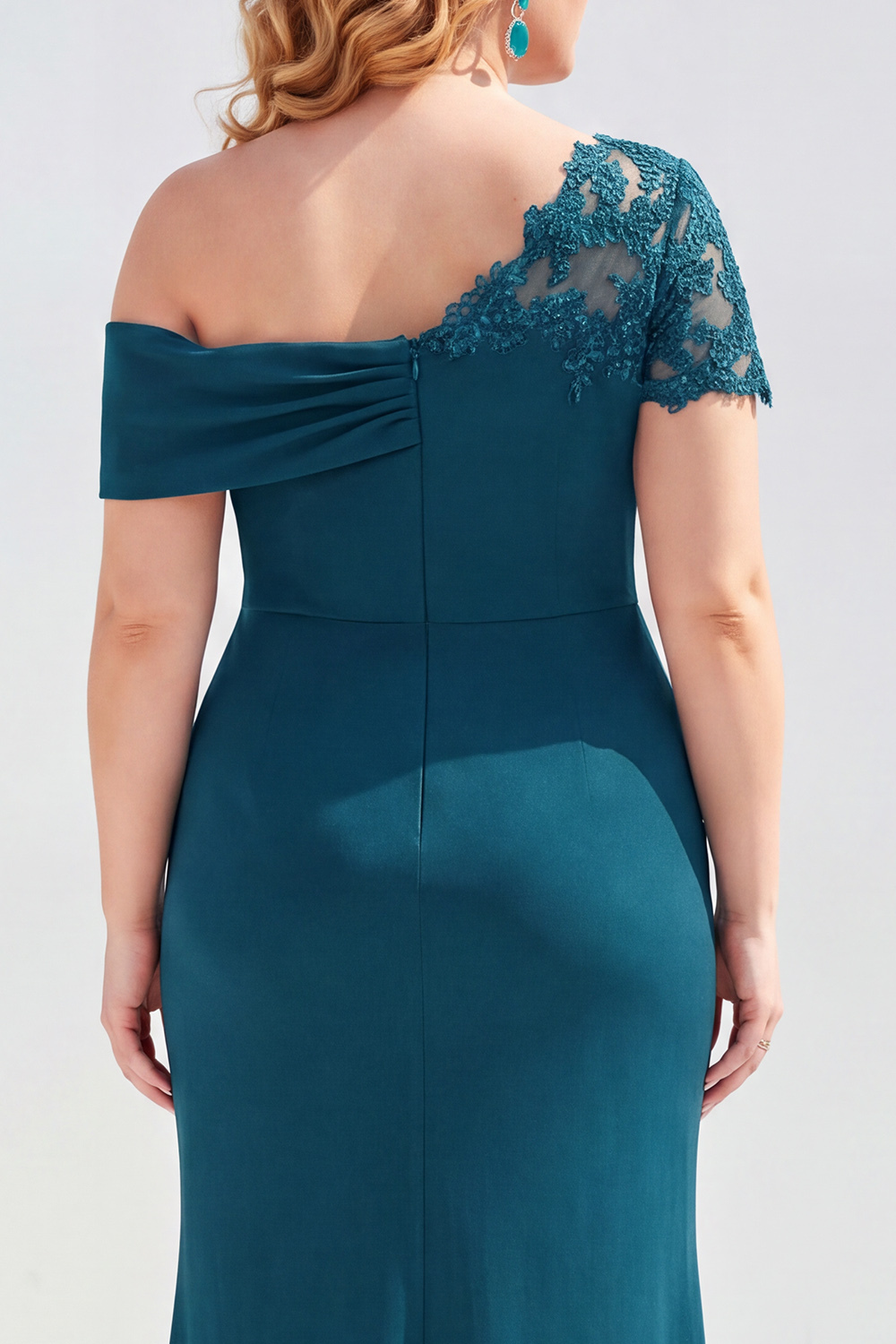 Black One Shoulder Mermaid Ruched Long Mother of the Bride Dress with Appliques