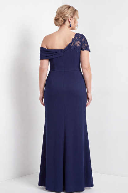 Black One Shoulder Mermaid Ruched Long Mother of the Bride Dress with Appliques
