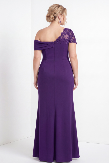 Black One Shoulder Mermaid Ruched Long Mother of the Bride Dress with Appliques