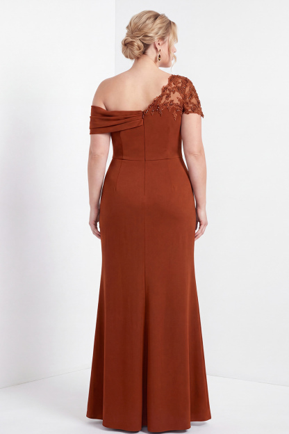 Black One Shoulder Mermaid Ruched Long Mother of the Bride Dress with Appliques
