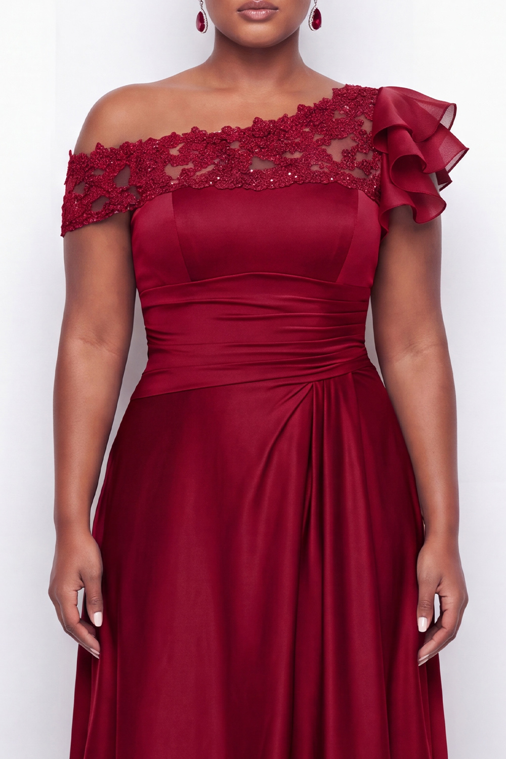 A-Line Asymmetrical Ink Blue Plus Size Long Mother of the Bride Dress with Appliques