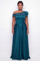 A-Line Asymmetrical Ink Blue Plus Size Long Mother of the Bride Dress with Appliques