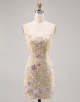 Apricot Embroidered Bodycon Mini Homecoming Dress